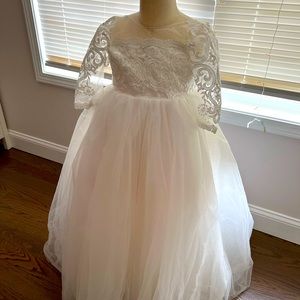 White flower girl laced dress